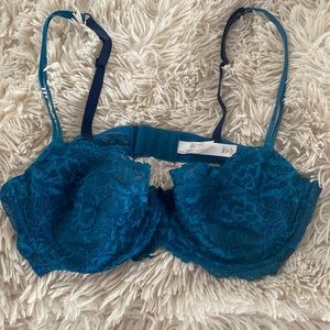 Gillian O’Malley favorite unlined balconette bra 36C teal aqua blue